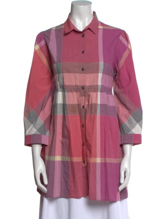 Burberry Brit Plaid Print Three-Quarter Sleeve Tunic