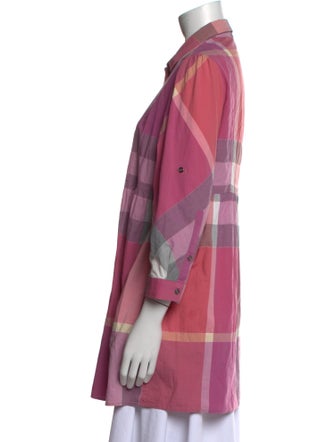 Burberry Brit Plaid Print Three-Quarter Sleeve Tunic