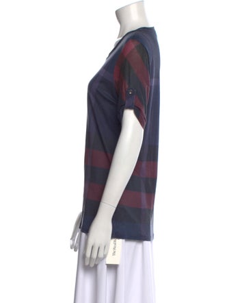 Burberry Brit Plaid Print Scoop Neck T-Shirt