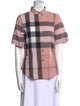 Burberry Brit Plaid Print Short Sleeve Button-Up Top