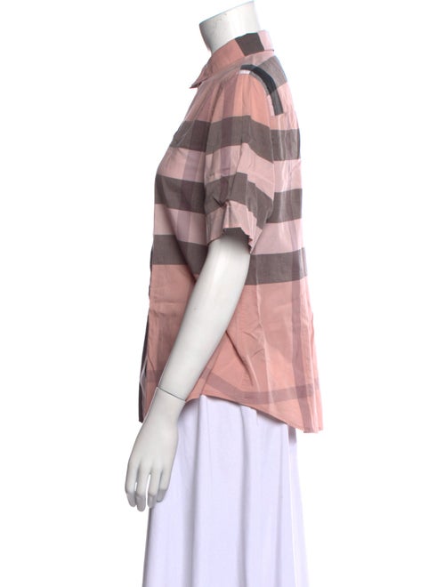 Burberry Brit Plaid Print Short Sleeve Button-Up Top