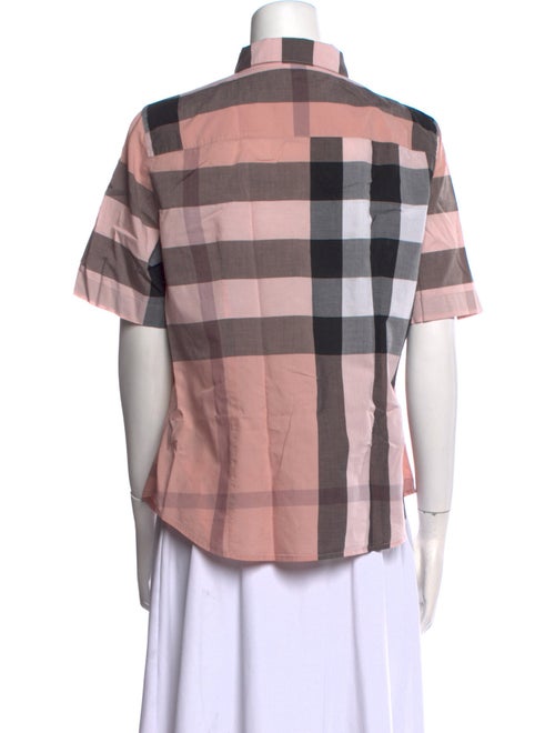 Burberry Brit Plaid Print Short Sleeve Button-Up Top
