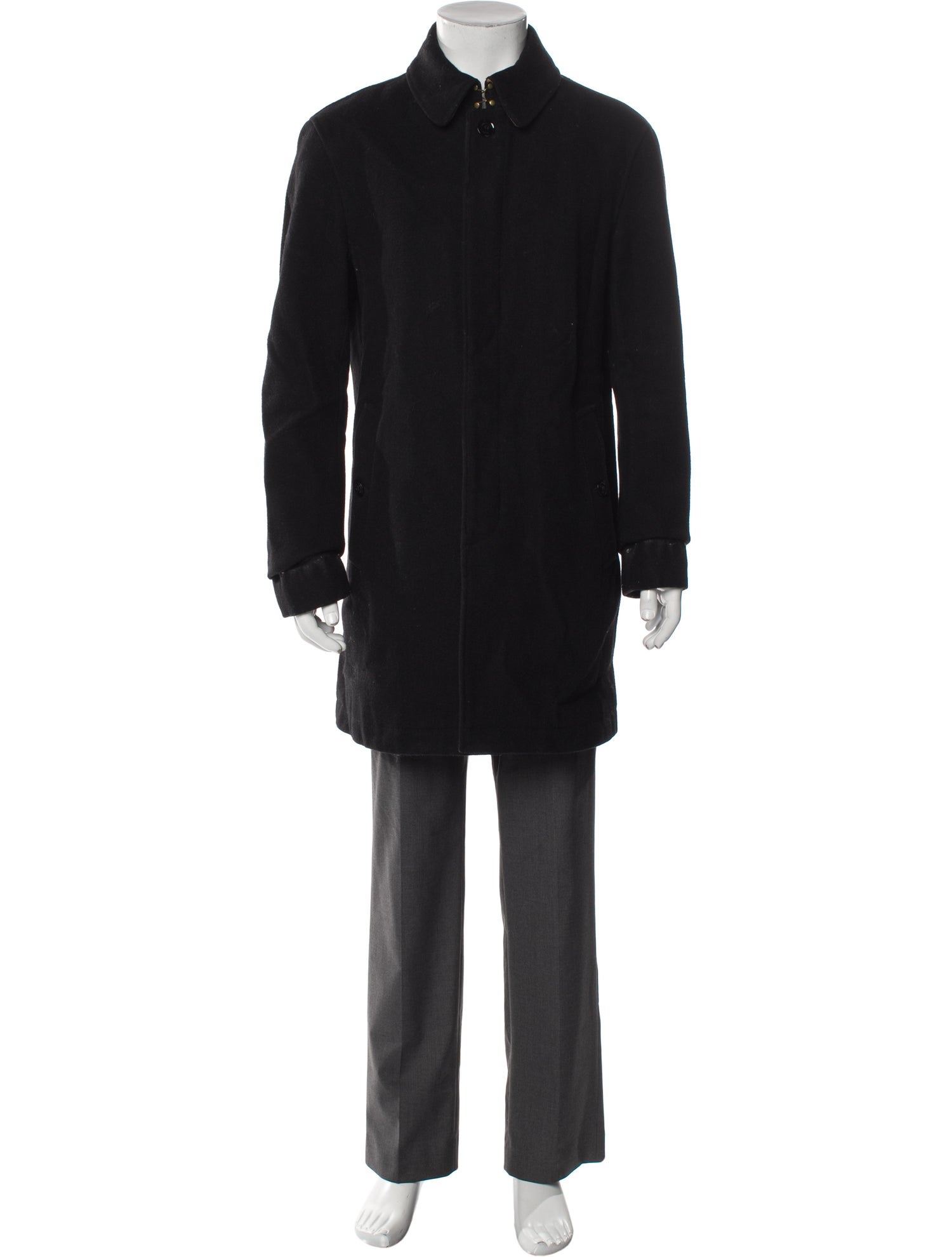 Burberry Brit Smoked Check Pattern Wool Overcoat