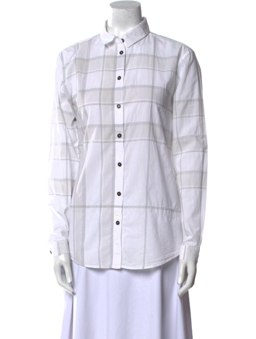 Burberry Brit Plaid Print Long Sleeve Button-Up Top