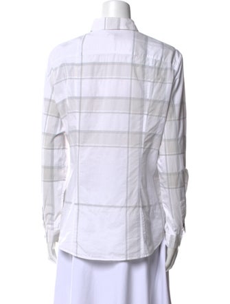 Burberry Brit Plaid Print Long Sleeve Button-Up Top