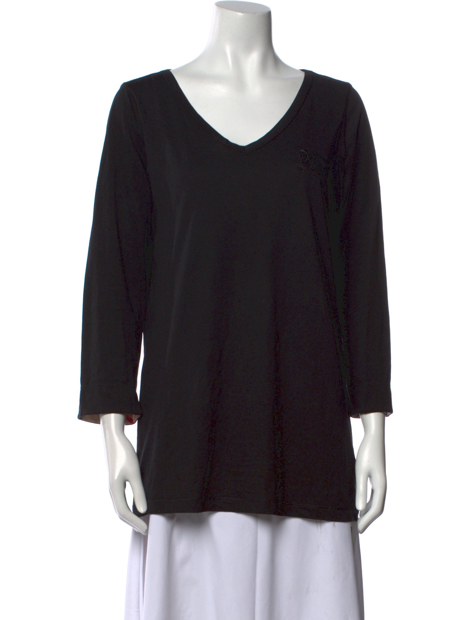 Burberry Brit V-Neck Three-Quarter Sleeve T-Shirt