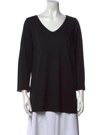 Burberry Brit V-Neck Three-Quarter Sleeve T-Shirt