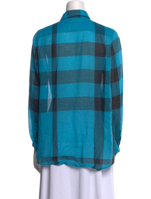 Burberry Brit Plaid Print Long Sleeve Button-Up Top