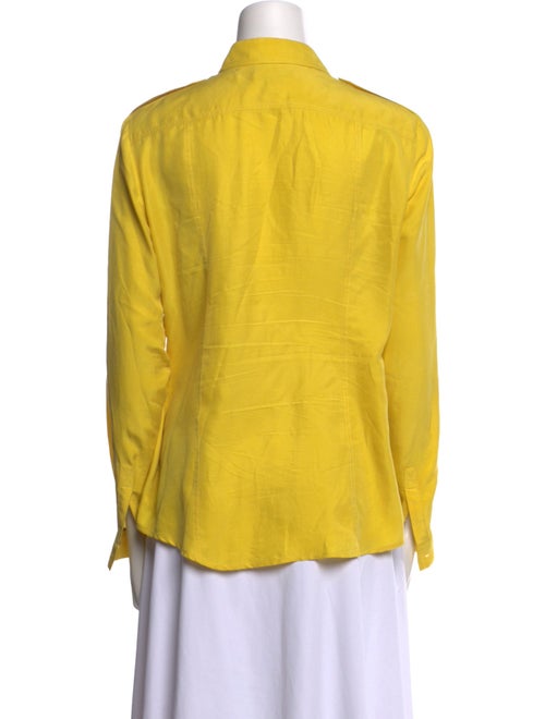 Burberry Brit Silk Long Sleeve Button-Up Top
