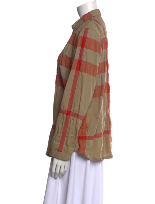 Burberry Brit Plaid Print Long Sleeve Button-Up Top