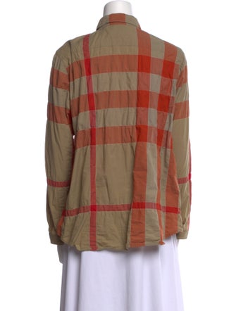 Burberry Brit Plaid Print Long Sleeve Button-Up Top