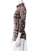 Burberry Brit Plaid Print Three-Quarter Sleeve Button-Up Top
