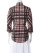 Burberry Brit Plaid Print Three-Quarter Sleeve Button-Up Top