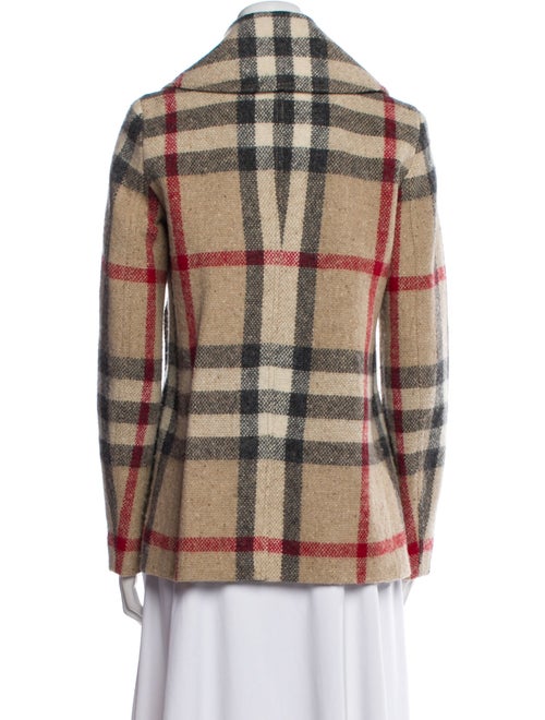 Burberry Brit Wool Plaid Print Coat