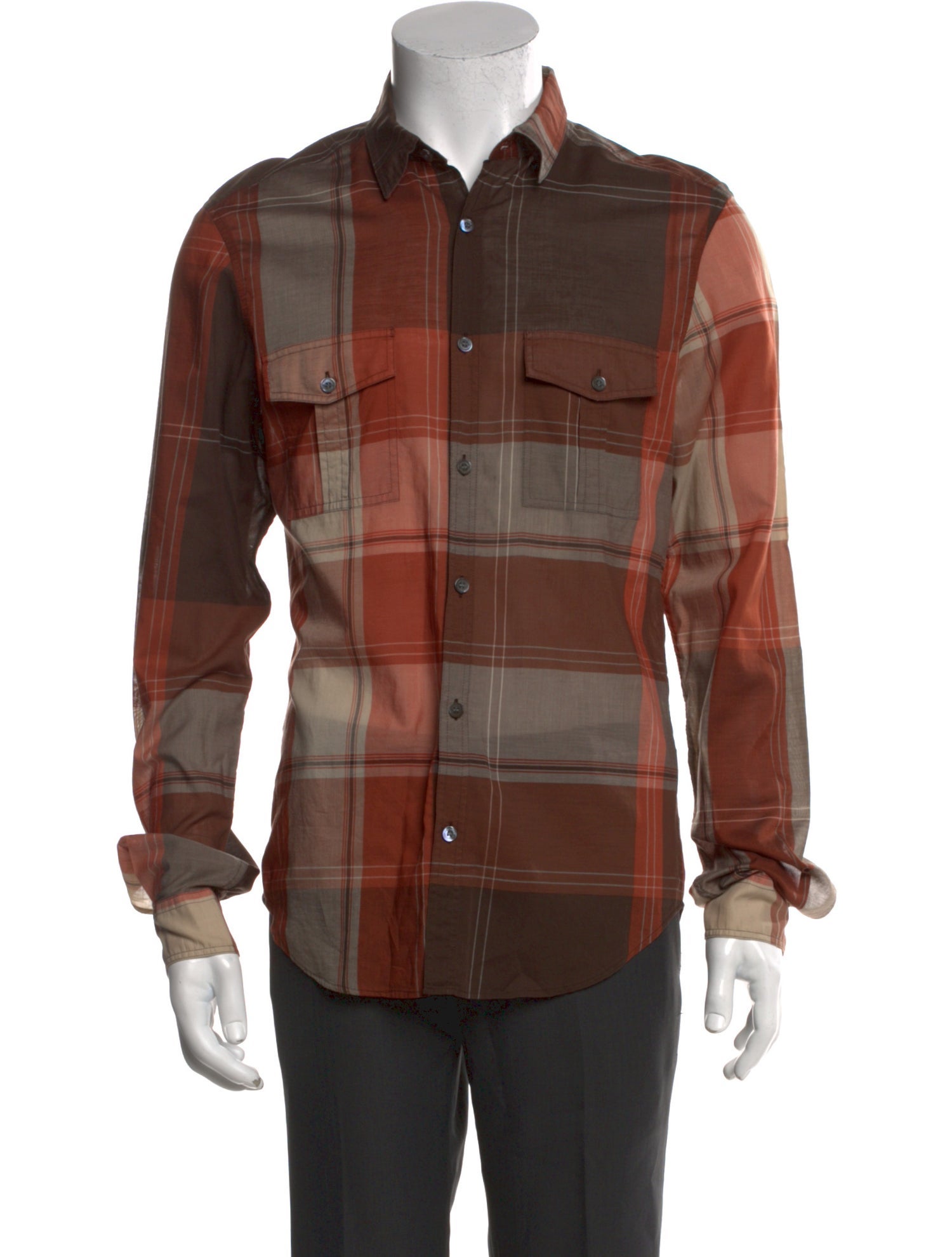 Burberry Brit Plaid Print Long Sleeve Shirt