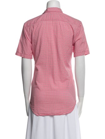 Burberry Brit Plaid Print Short Sleeve Button-Up Top