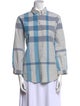 Burberry Brit Plaid Print Long Sleeve Button-Up Top