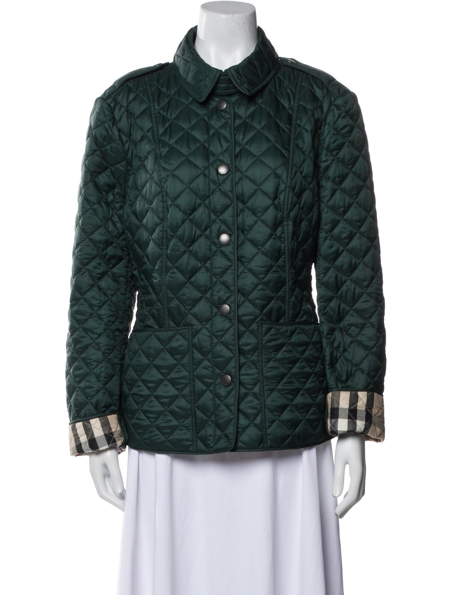 Burberry Brit Nylon Plaid Print Utility Jacket