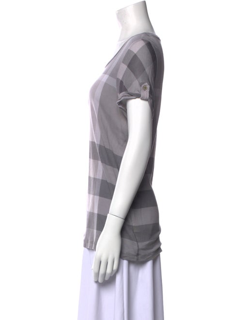 Burberry Brit Plaid Print Scoop Neck T-Shirt