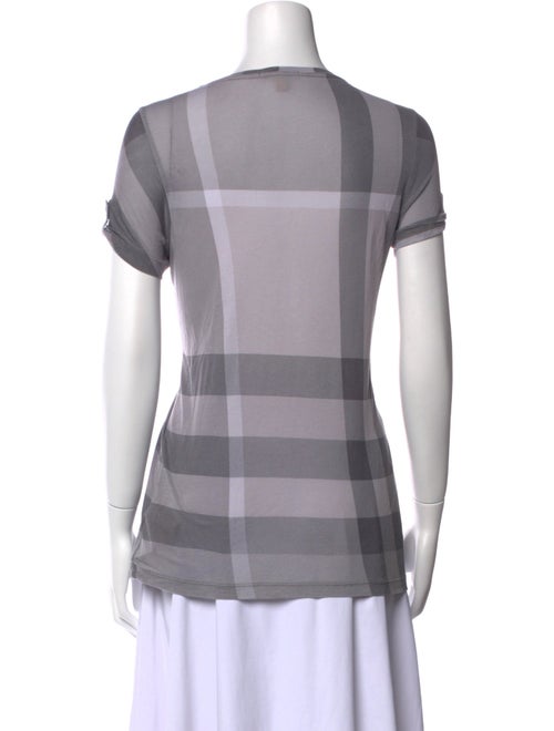 Burberry Brit Plaid Print Scoop Neck T-Shirt