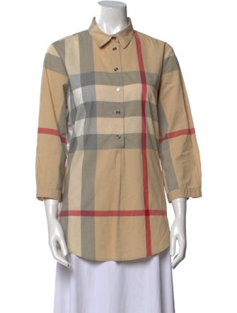 Burberry Brit Plaid Print Three-Quarter Sleeve Tunic