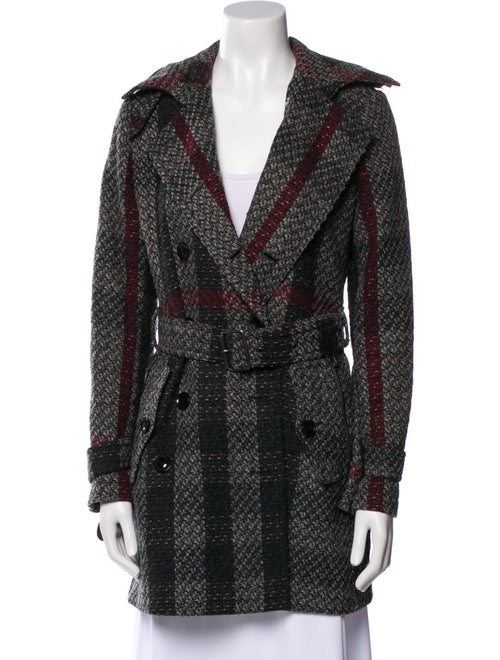 Burberry Brit Virgin Wool Plaid Print Coat