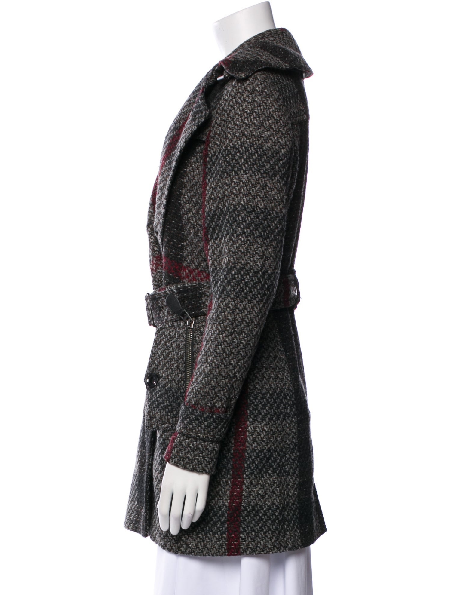 Burberry Brit Virgin Wool Plaid Print Coat
