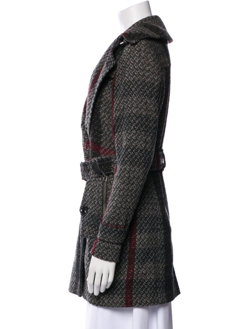 Burberry Brit Virgin Wool Plaid Print Coat