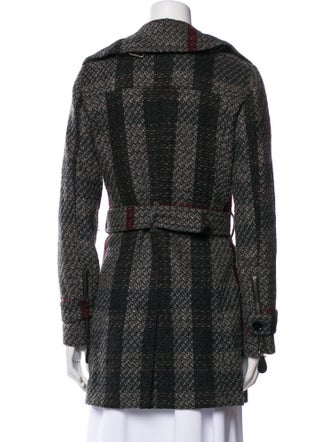 Burberry Brit Virgin Wool Plaid Print Coat