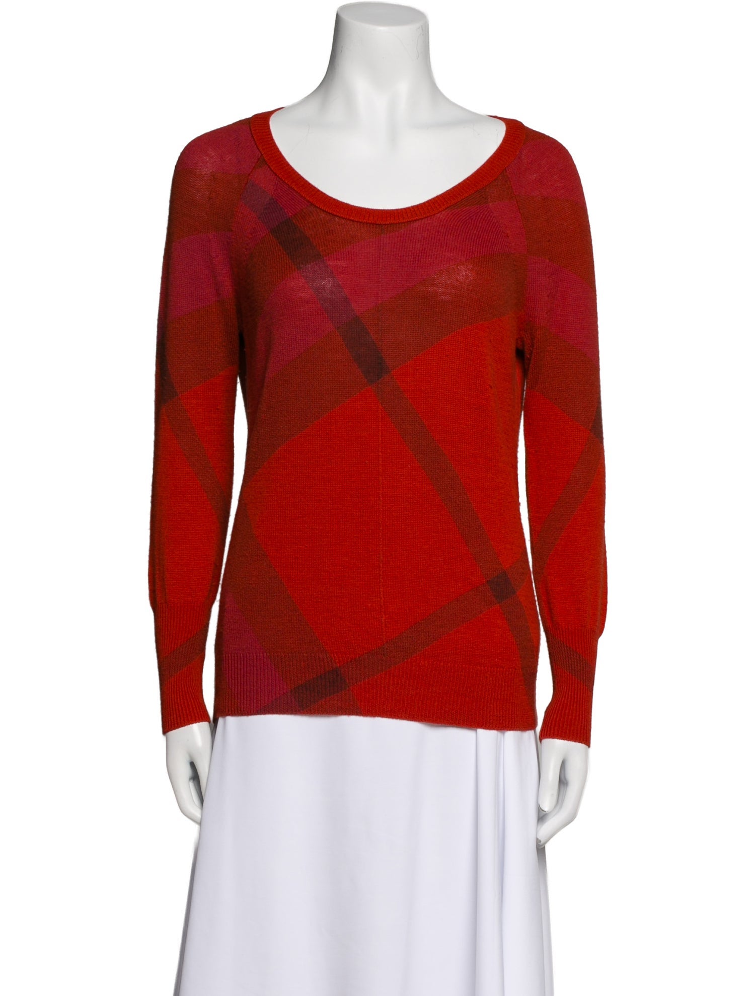 Burberry Brit Merino Wool Plaid Print Sweater