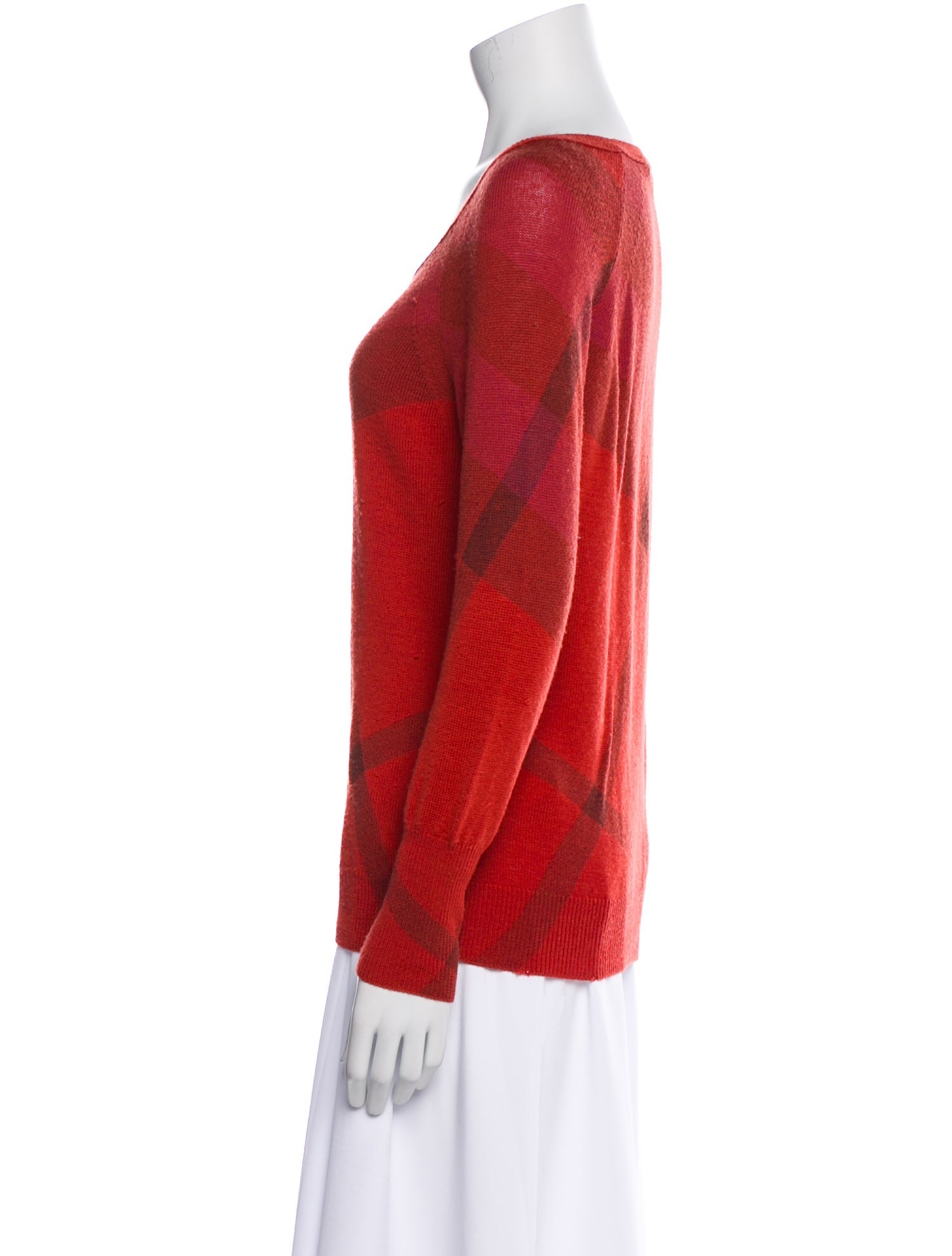 Burberry Brit Merino Wool Plaid Print Sweater