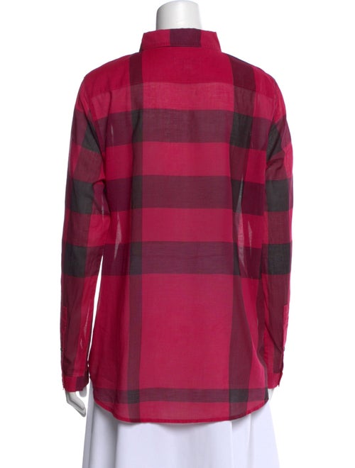 Burberry Brit Plaid Print Long Sleeve Button-Up Top