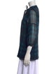 Burberry Brit Plaid Print Mock Neck Button-Up Top