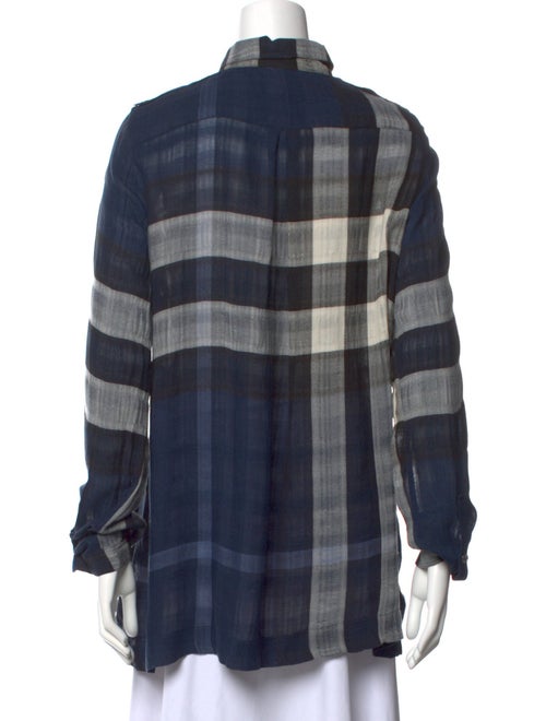 Burberry Brit Plaid Print Long Sleeve Button-Up Top