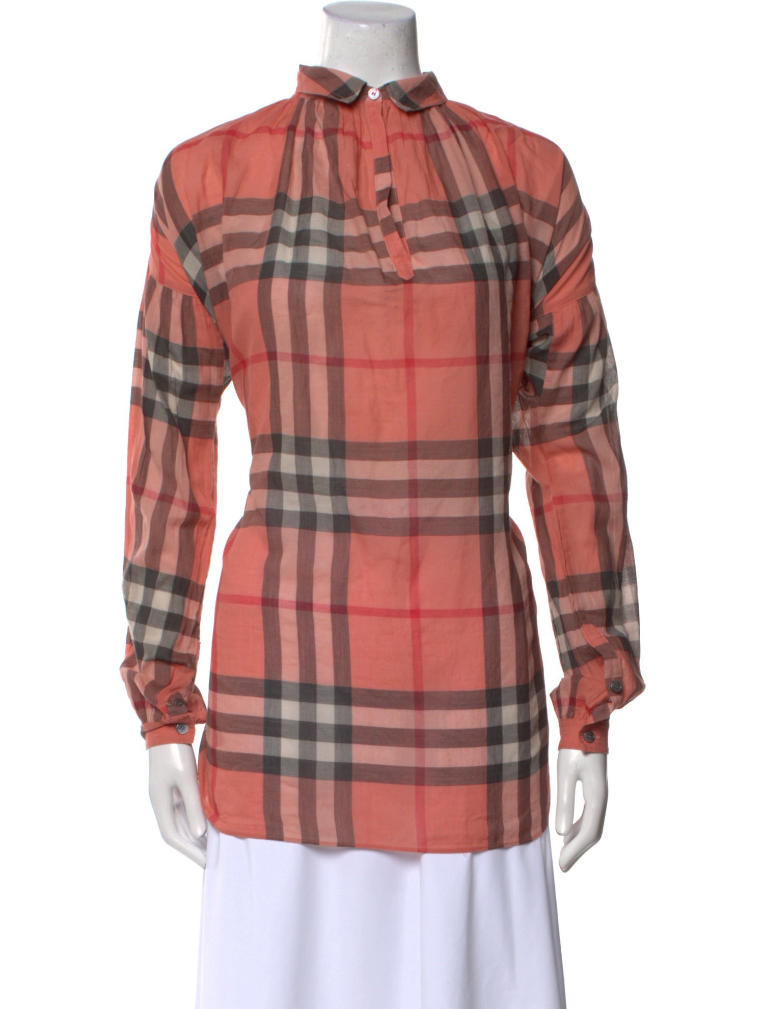 Burberry Brit Plaid Print Mock Neck Tunic