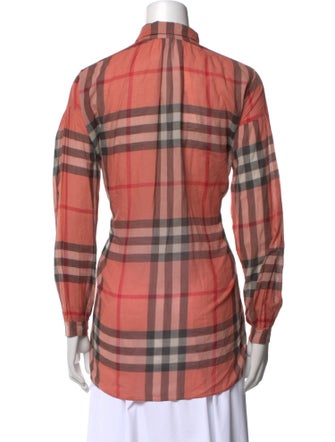 Burberry Brit Plaid Print Mock Neck Tunic