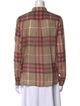 Burberry Brit Plaid Print Long Sleeve Button-Up Top