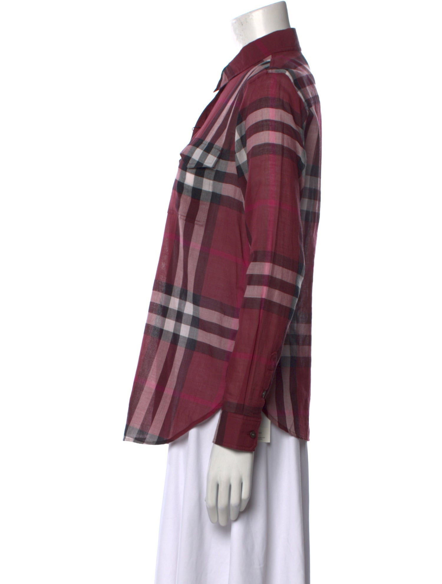 Burberry Brit Plaid Print Long Sleeve Button-Up Top w/ Tags
