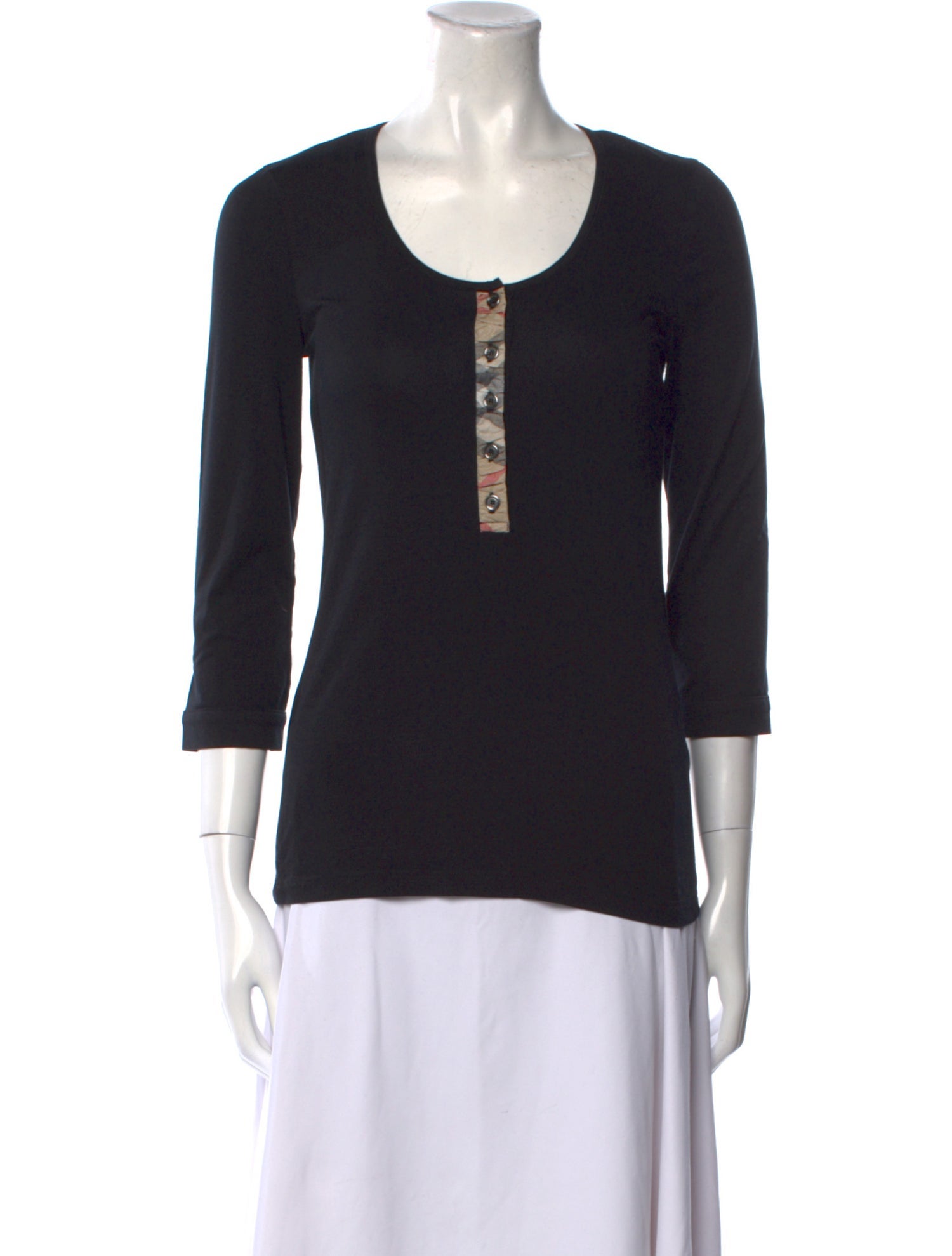 Burberry Brit Scoop Neck Three-Quarter Sleeve Top