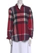 Burberry Brit Plaid Print Long Sleeve Button-Up Top