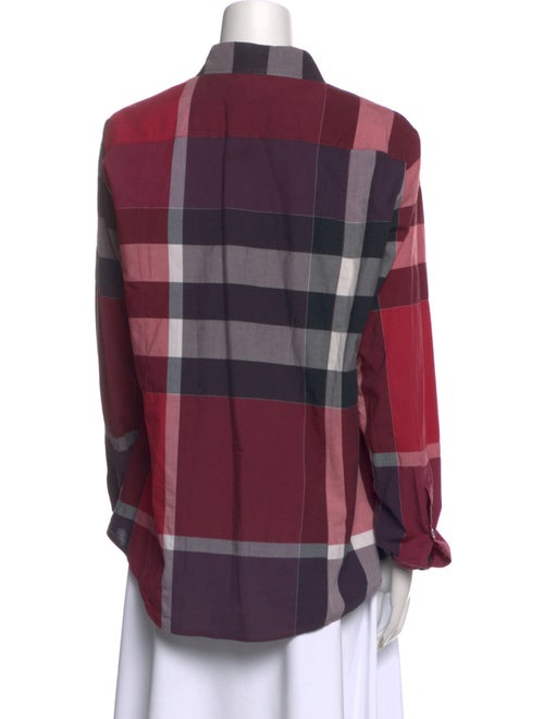 Burberry Brit Plaid Print Long Sleeve Button-Up Top