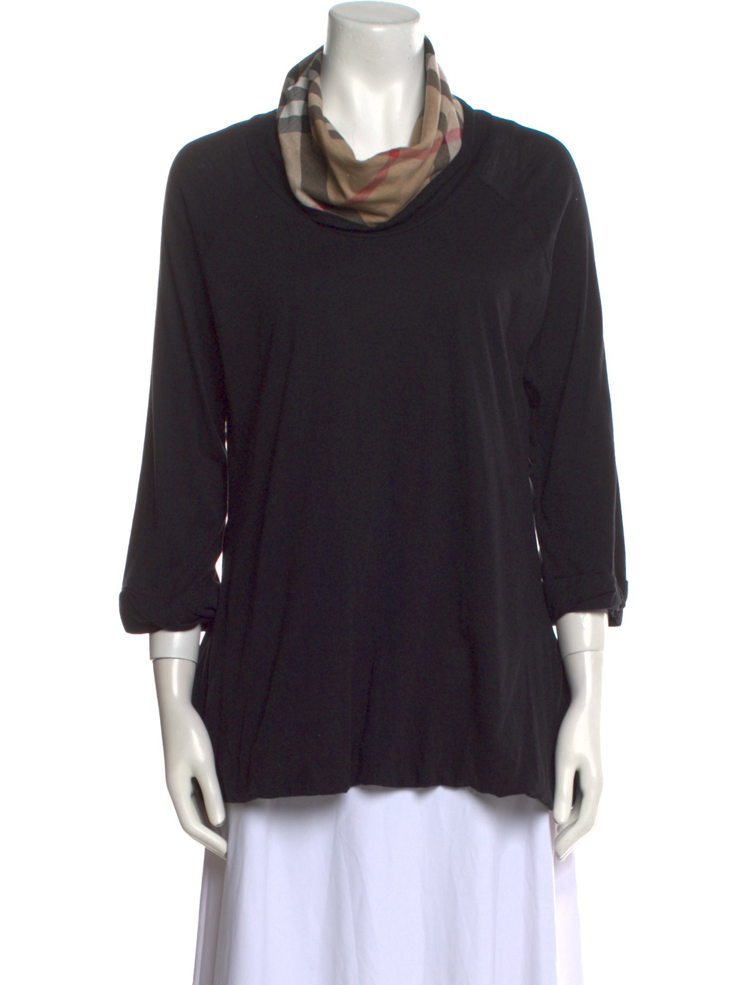 Burberry Brit Cowl Neck Three-Quarter Sleeve Top