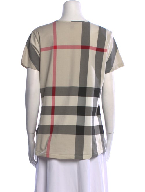 Burberry Brit Plaid Print Scoop Neck T-Shirt