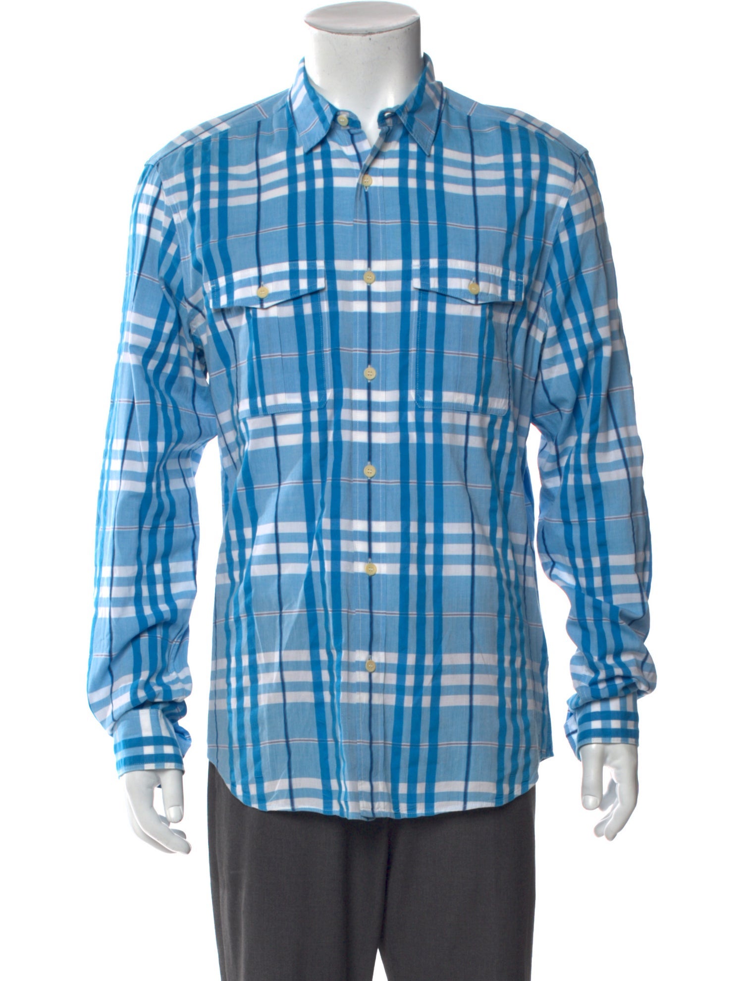 Burberry Brit Plaid Print Long Sleeve Dress Shirt