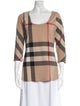 Burberry Brit Plaid Print Scoop Neck T-Shirt
