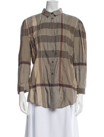 Burberry Brit Three-Quarter Sleeve Button-Up Top