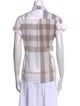 Burberry Brit Plaid Print Short Sleeve Button-Up Top