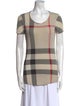 Burberry Brit Plaid Print Scoop Neck T-Shirt