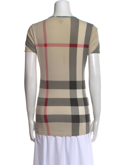 Burberry Brit Plaid Print Scoop Neck T-Shirt
