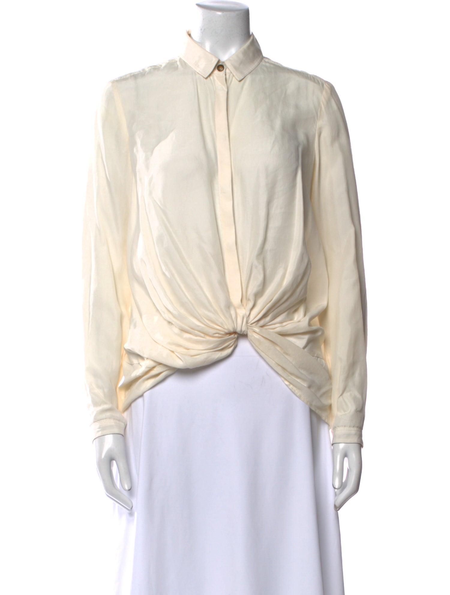 Burberry Brit Silk Long Sleeve Button-Up Top